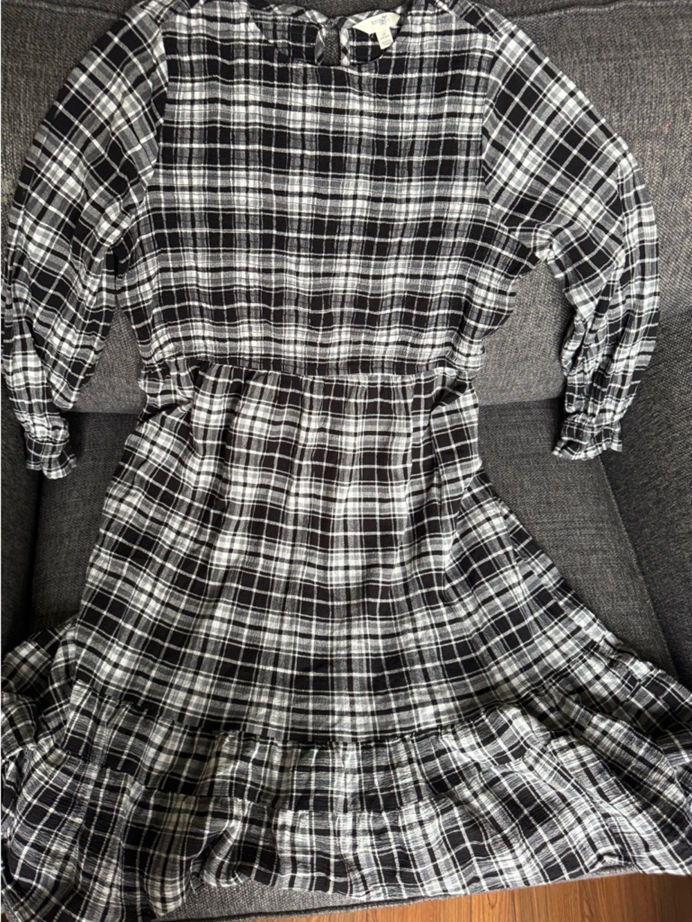 Terra & Sky Black and White Midi Plaid Dress